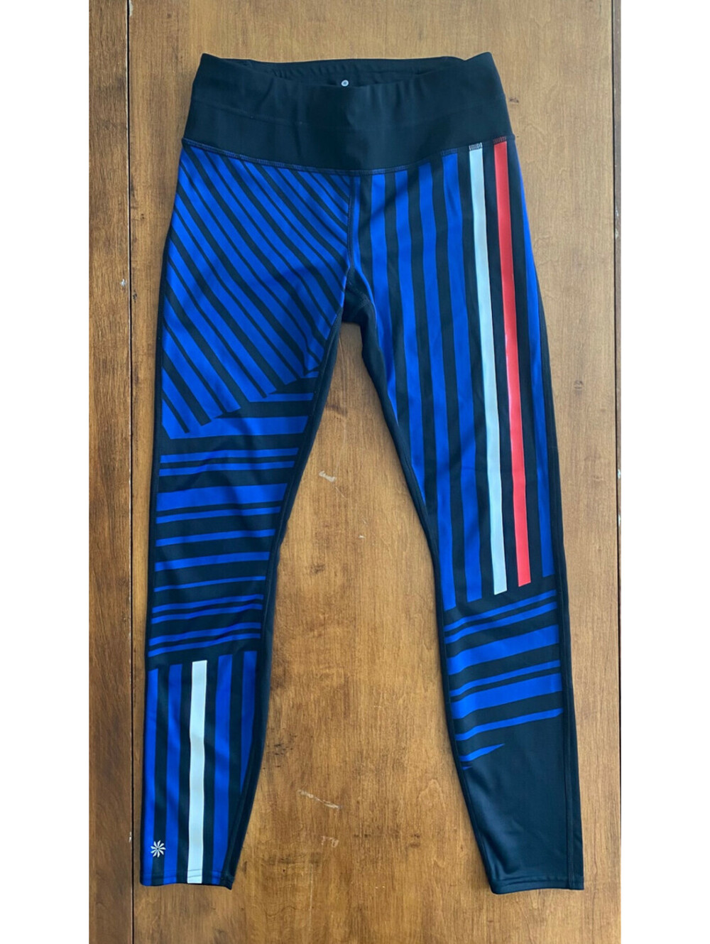 Womens ATHLETA SKETCH SONAR LEGGINGS ATHLETIC PANTS Striped SIZE XS
